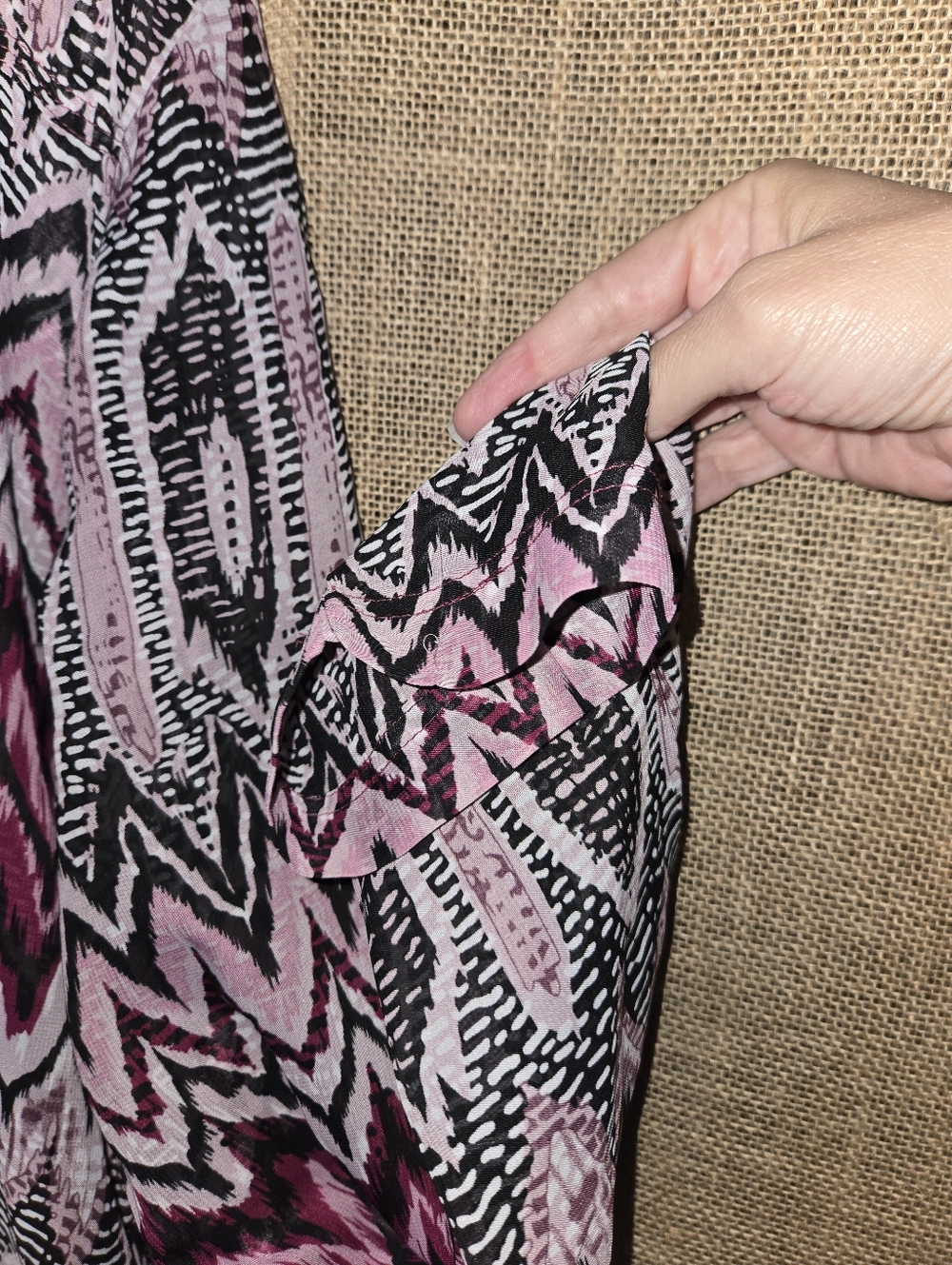 Outback Trading Company V-Neck Western Peasant Blouse Purple and Black XL - Picture 4 of 12